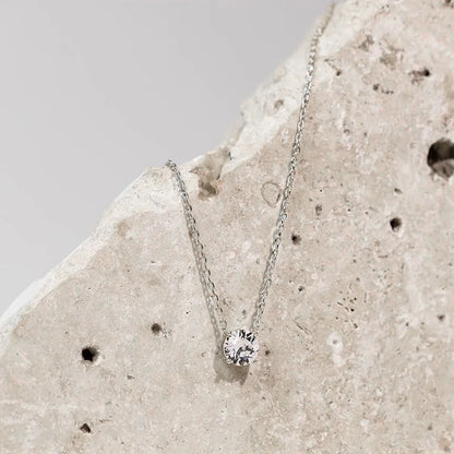 Lnngy 14K Gold Filled Solitaire 4mm/5mm Moissanite Pendant Necklace D Color Sparkling Classic Lab Diamond Necklaces For Women
