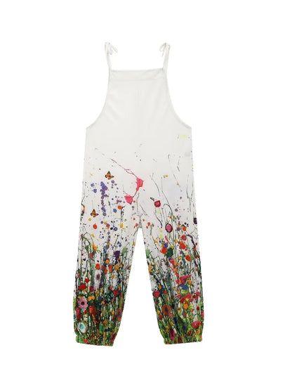 New Fashion 3D Printed Women's Jumpsuit Spring And Summer Breathable New Suspenders Home Comfort Adjustable Back Pants