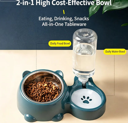 Double Cat Bowl Raised Anti Slip Pet Food Water Feeder No Spill Detachable Design for Cat  Dog Puppy Daily Pet Feeding Supplies