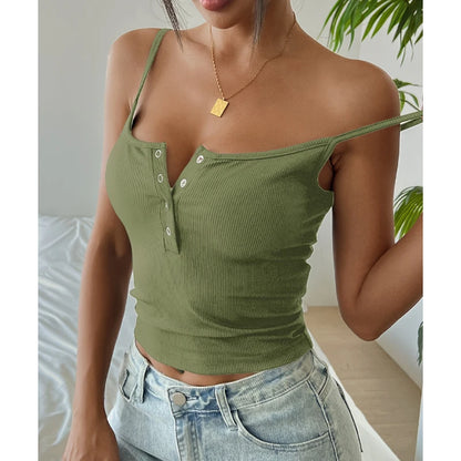 One Piece Summer Tops Women's Vest Cropped Corset Korean Suspenders Vest Sexy Camisole Slim Y2K Corset Tops Casual Basic T-shirt