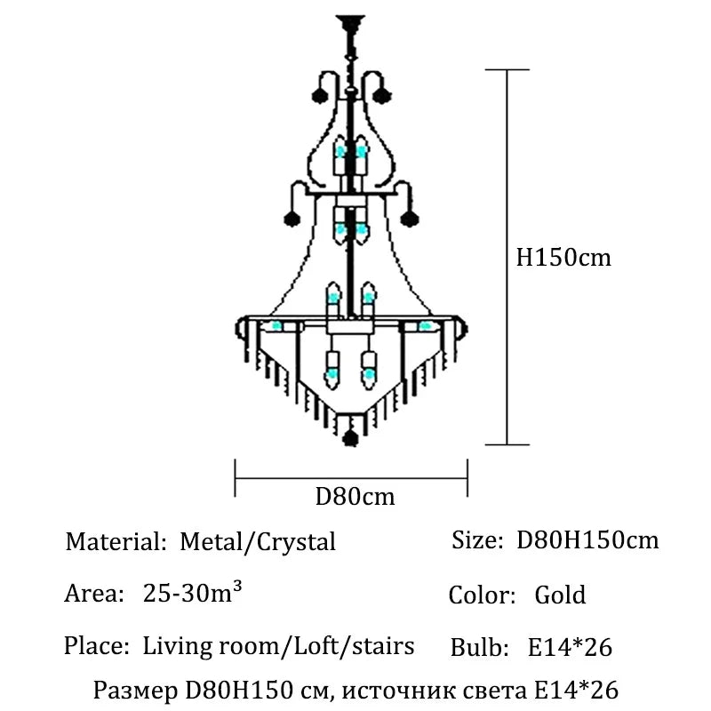 Luxury Crystal Chandeliers Home Decorate Ceiling Chandelier Lustre Duplex Loft Pendant Lights for Living Dining Room Żyrandol