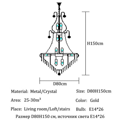 Luxury Crystal Chandeliers Home Decorate Ceiling Chandelier Lustre Duplex Loft Pendant Lights for Living Dining Room Żyrandol