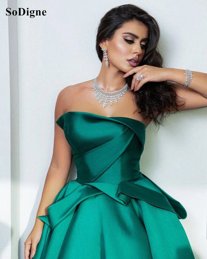 SoDigne Elegant Evening Dresses Chic Pleated Strapless Sleeveless Party Dress Backless A-Line Prom Gowns Princess Customized