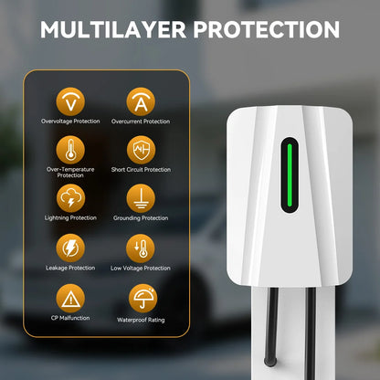JDMEX 7KW EV Charging Station Type1 Type2 GBT 32A 1Phase Electric Vehicle Charger IP55 5M EVSE LED Wallbox Charger With Holder