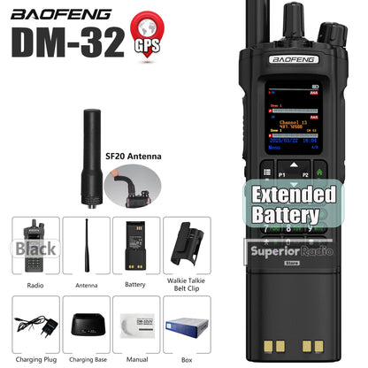 Baofeng DM-32 DMR Digital Walkie Talkie Upgraded Extended Battery High Capacity GPS APRS Dual Mode Analog Dual Time Slot  AM FM