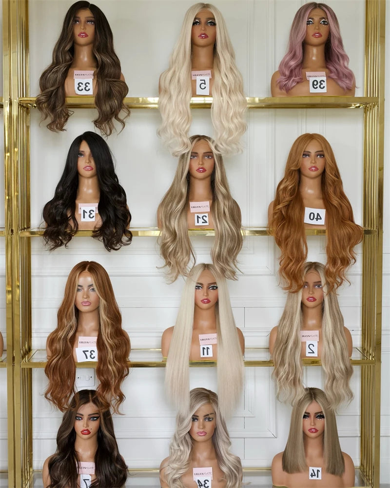 12" Short Bob Lace Front Wigs Honey Blonde Highlight Caramel Brown Synthetic Wig Bouncy Waves Brown Roots Hair-loss Cosplay Wig