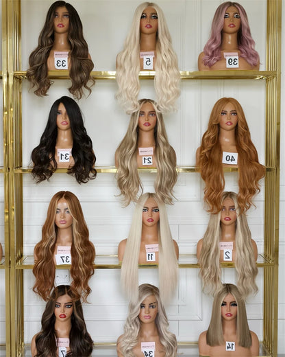 12" Short Bob Lace Front Wigs Honey Blonde Highlight Caramel Brown Synthetic Wig Bouncy Waves Brown Roots Hair-loss Cosplay Wig