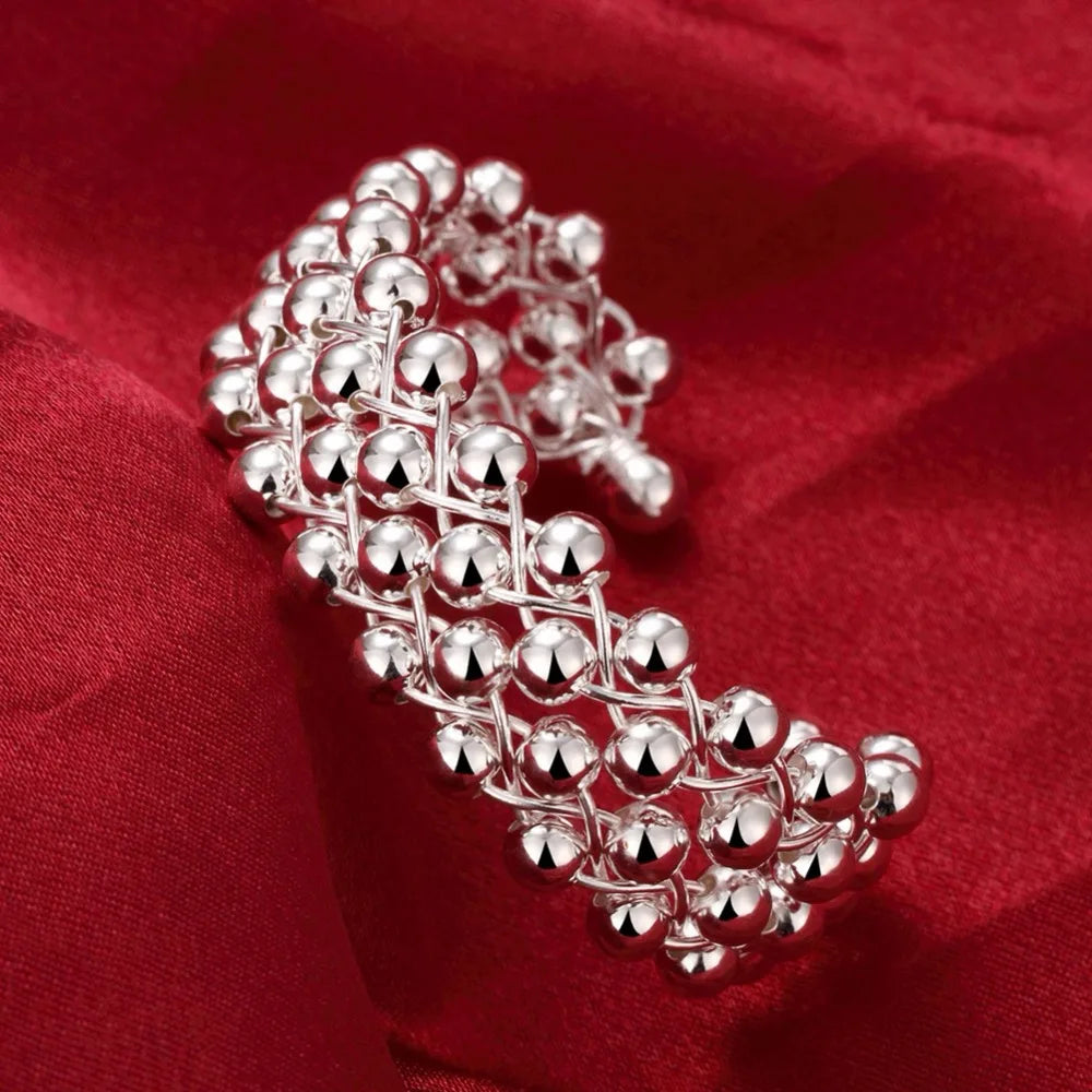Trendy 925 Sterling Silver Big Bangles Bracelet Cute Charms for Women Lady Fashion Jewelry Adjustment Cuff Wedding Luxury