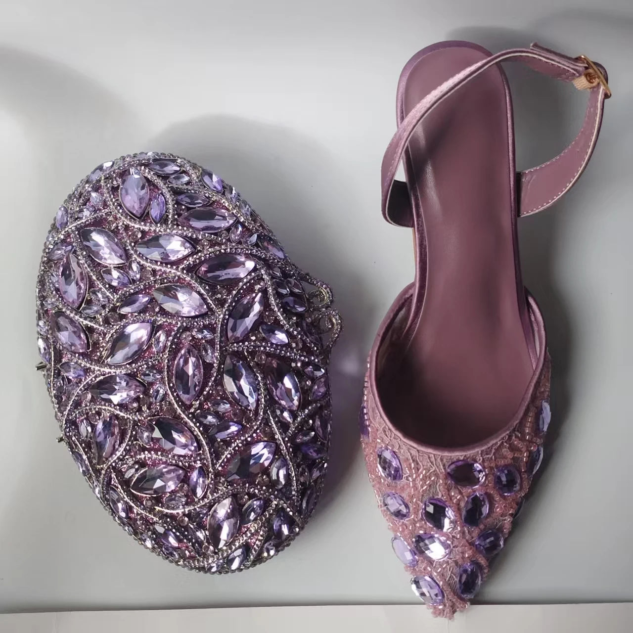INSIGHTLINK Lady Stones Shoes and Bag Sets for Evening Purses Party Rhinestone Luxury Heels Sandals Set for Party Elegant Pumps