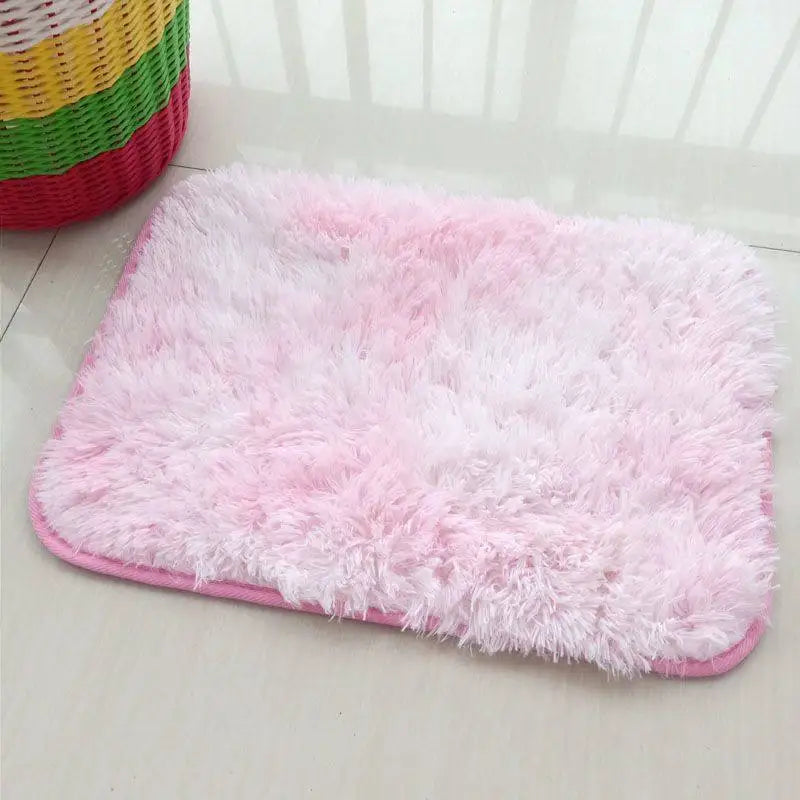 VIKAMA 1PC Silk Wool Rugs Children's Room Living Room Bedroom Tie-Dye Non-Slip Washable Machine Washable Carpet Mats