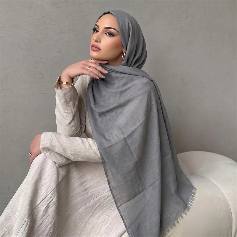 New Long Scarf Women Cotton Scarf Beach Hijab Shawls and Wraps 2026 Luxury Brand Solid Color  Echarpe Designer