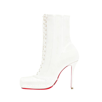 Crepe Square Toe Booties Novelty Designer Ballerina Style Ankle Boots Elegant Women's Stiletto Boots Custom Satin Leather Boots