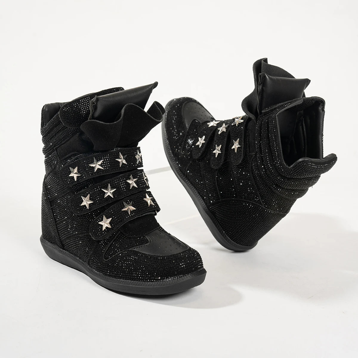 Casual Designer Sneakers Women Luxury Ankle Boots Fashion High Quality Cow Suede Flat Platform Height Increase High-top Shoes