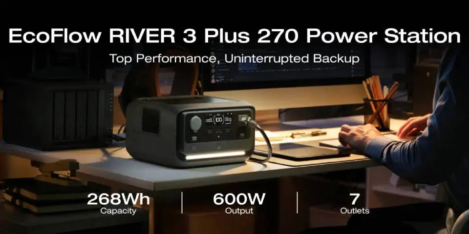 ECOFLOW River 3 Max 560 Portable Power Station, Extra Battery EB300 and River 3 Plus 270, 268Wh-554Wh Expansion LiFePO4 Battery with 10-Year Lifespan, Built-in 140W USB-C Port for Charging/Discharging, Use Independently