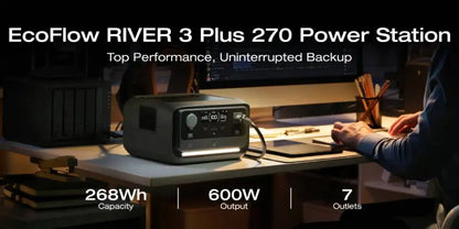 ECOFLOW River 3 Max 560 Portable Power Station, Extra Battery EB300 and River 3 Plus 270, 268Wh-554Wh Expansion LiFePO4 Battery with 10-Year Lifespan, Built-in 140W USB-C Port for Charging/Discharging, Use Independently