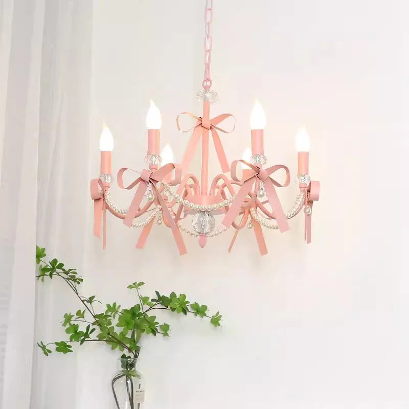 Pink Lovely Children's Room Chandeliers Crystal Cute Kid's Bedroom Pendant Lights Living Room Bedroom Hanging Lamps
