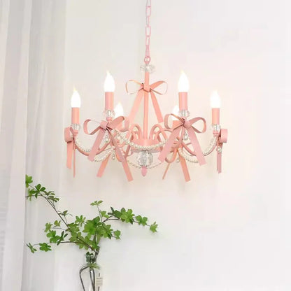 Pink Lovely Children's Room Chandeliers Crystal Cute Kid's Bedroom Pendant Lights Living Room Bedroom Hanging Lamps