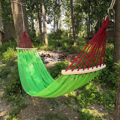 Outdoor Hammock with Ice Silk Mesh, Swing Bent Pole Anti-Tip Camping Travel Accessories