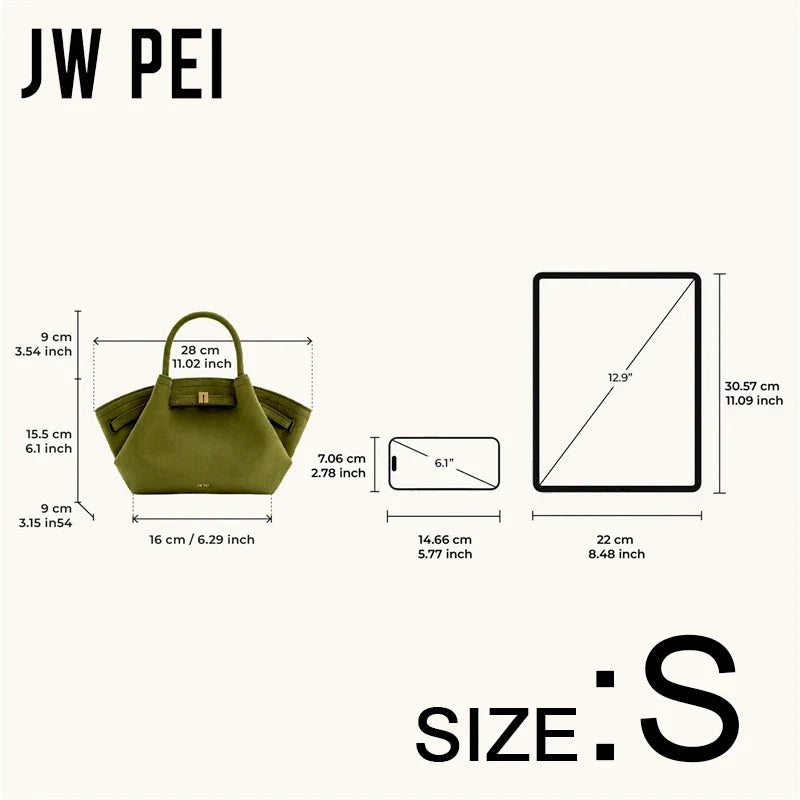 JW PEI Hana Quiet Luxury Trapeze Tote Bag Pebbled Vegan Leather Top-Handle Handbag Premium Women Shoulder Bag Fashion Messenger Purse 2026
