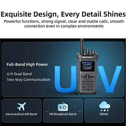 MOTOLOLA 1PCS 20W High Power Outdoor Intercom VHF UHF Dual Frequency Amateur Radio Flashlight High Charge Handheld Walkie Talkie