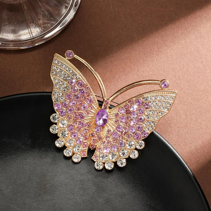 Women Rhinestone Butterfly Brooch Pin Elegant Crystal Diamond Corsage Lapel Badge for Coat Dress Accessories Luxury Jewelry
