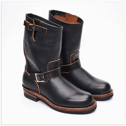 KOWM Cowhide Hiking shoes trekking boots men Engineer's boots workwear goodyear shoes trendy ankle shoes walking casual sneakers