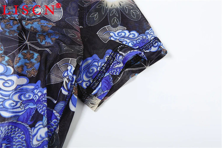 10 Wholesale Items Jumpsuits Women Summer 2025 Short Sleeve Bodycon Sexy Y2k Printing Mesh See Through Backless Rompers K15151