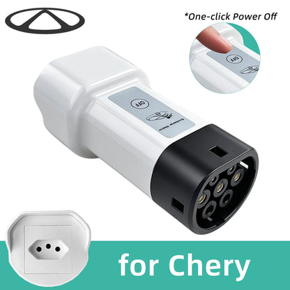 EVqiaoyi Type2 V2L Discharger with Power-Off Button 16A MG BYD Vehicle-to-Load Plug for Brazilian New Energy Vehicles