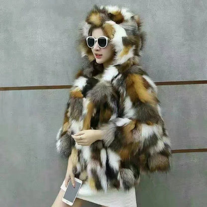 Natural fox fur plates real fur blanket parka lining DIY material