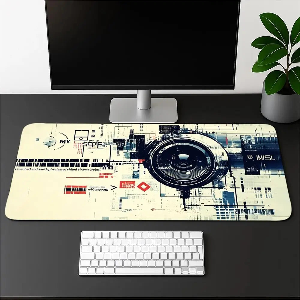 Camera Lens Large Desk Mat,Durable Non Slip Lock Edge Rubber Base Mouse Pad for Home Office PC Layout Keyboard Daily Placement