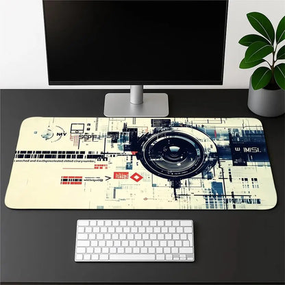 Camera Lens Large Desk Mat,Durable Non Slip Lock Edge Rubber Base Mouse Pad for Home Office PC Layout Keyboard Daily Placement