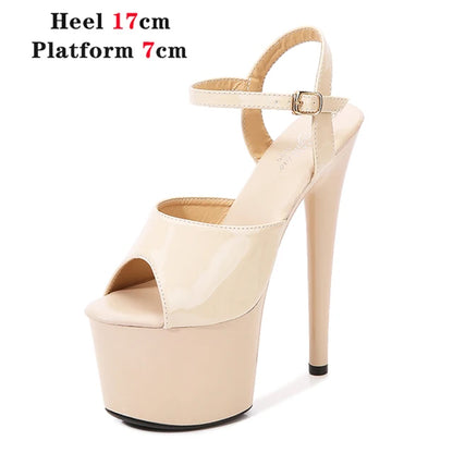 Platform Shoes for Women 2023 Designer Luxury Strip Pole Dance Heels Dance Shoes Red Pink Sandals Women Summer Elegant 20cm High