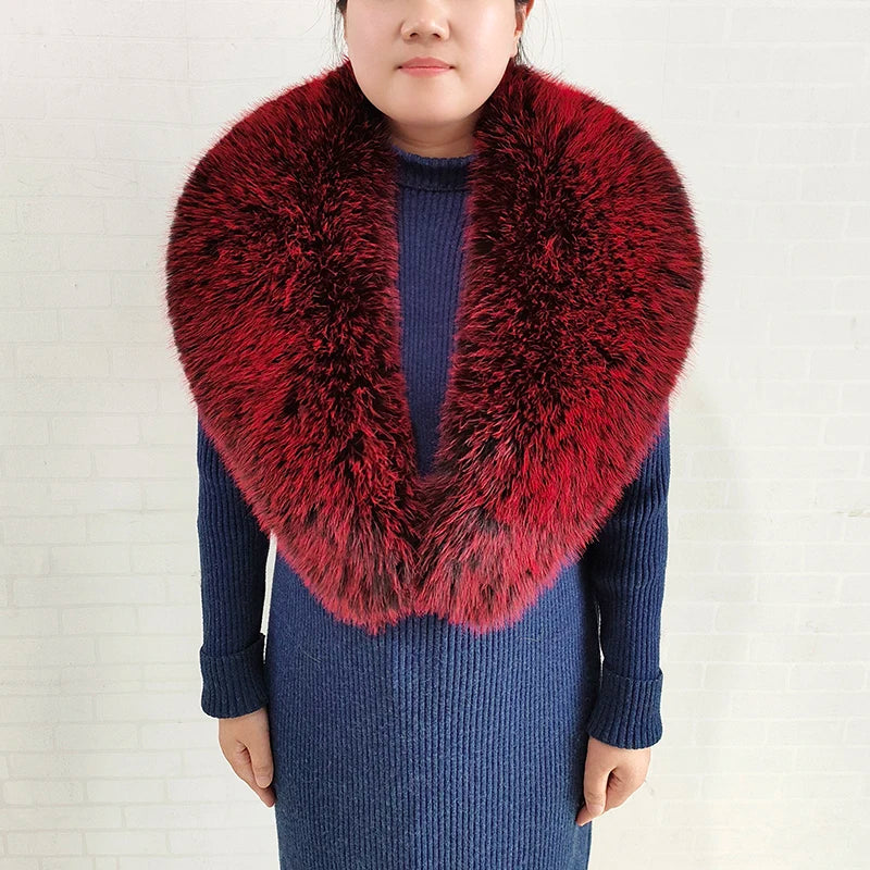 Large Women Faux Fox Fur Scarf Winter Jackets Warm Fluffy Shawl Fashion Artificial Fur Collar And Cuff Set Fluffy Scarves Female