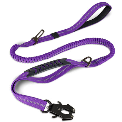 Reflective Shock Absorbing Dog Leashes with Car Seatbelt for Large Dogs Heavy Duty Tactical Bungee Dog Leash No Pull Dog Leash