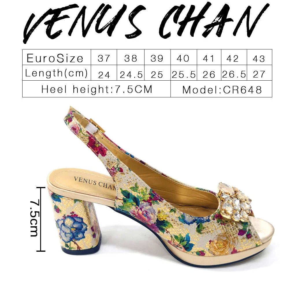 Venus Chan Italian Design Shoes and Bags Matching Set 2024 Women High Heel Party Purple Color Nigeria Wedding Bigger Size Shoes