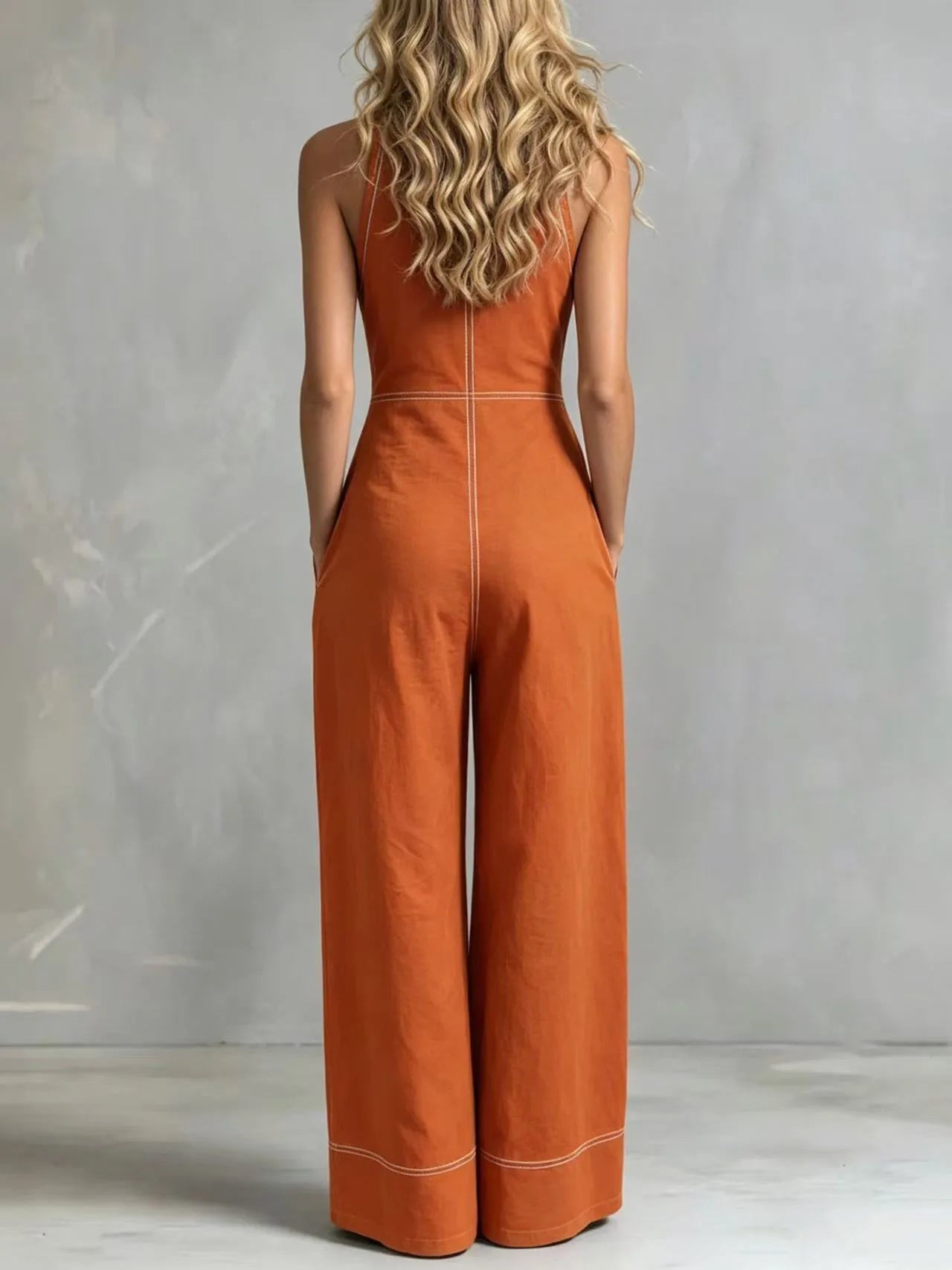 2026 New Women Stand Collar Sleeveless Jumpsuit Loose Casual Office Daily Wear Rompers