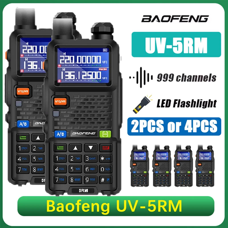2/4PCS Baofeng UV-5RM 10W Walkie Talkie  Wireless Copy Frequency  Long Rang Type-C Charge Long Range FM Flashlight Two Way Radio