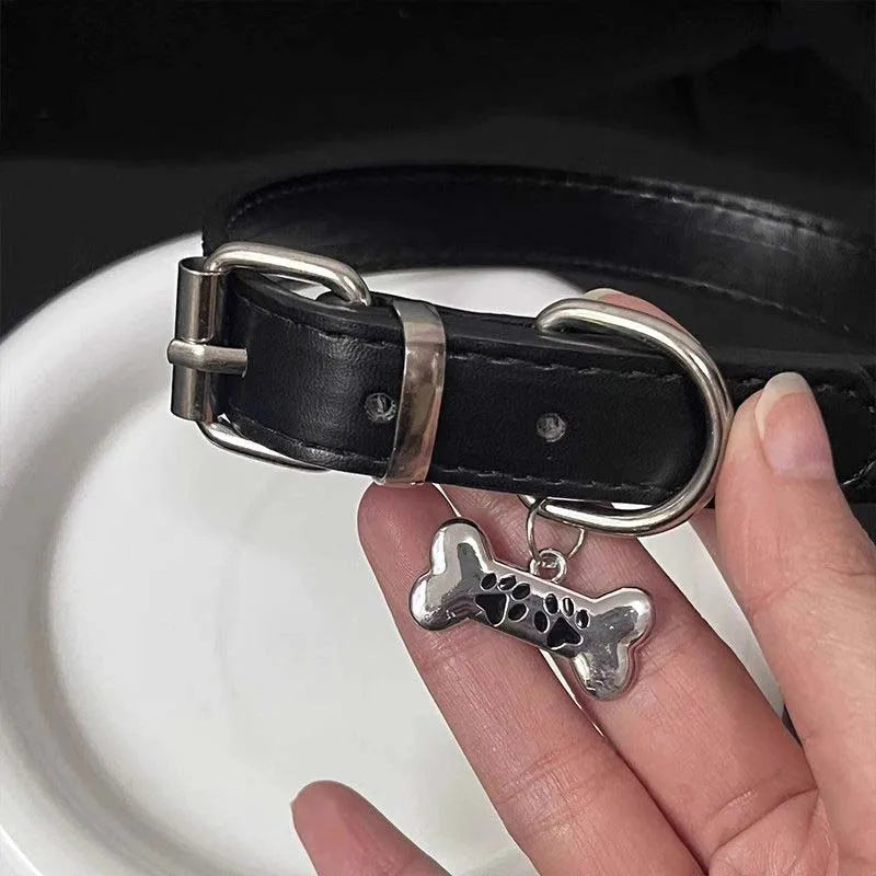 Trendy Punk Dog Claw Bone Choker Necklaces for Women Girls Sweet Cool Black Pu Leather Charms Necklaces Y2K Party Jewelry Gifts