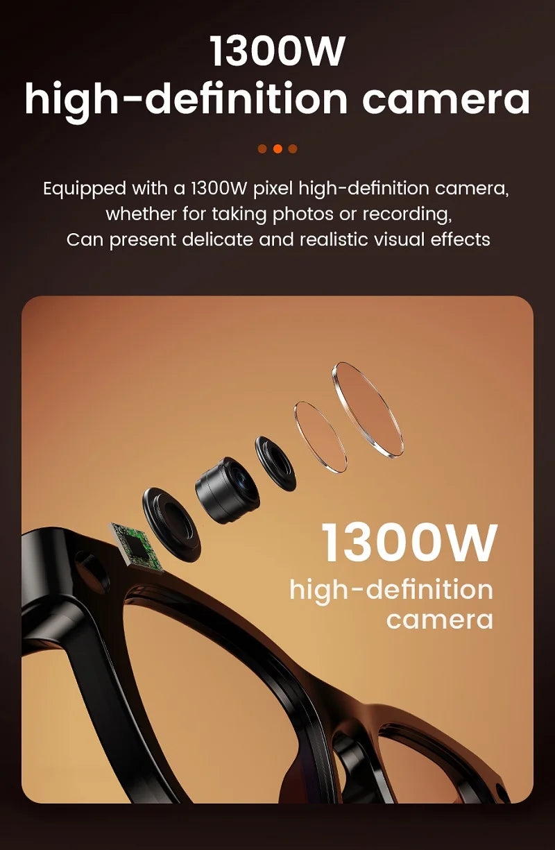 AI Smart Glasses 13MP 5K Camera 32GB ROM HD Photo Identify Objects ChatGPT Video Call Translation Music WiFi Bluetooth Eyewear