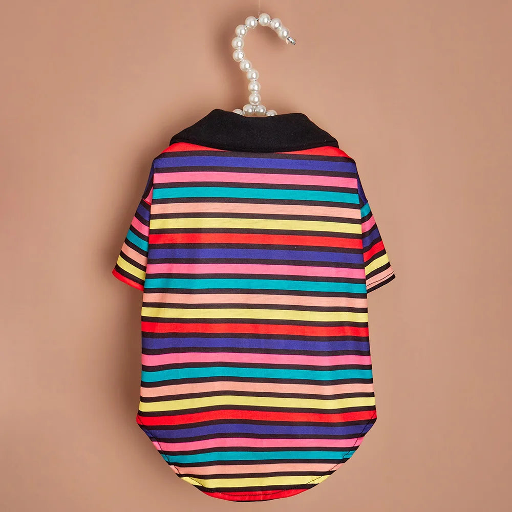 Sport Stripe Puppy Dog Polo Shirt Spring Autumn Pet Clothes for Small Dogs Schnauzer Maltese Bichon Pullovers Mascotas Clothing