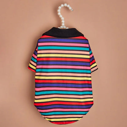 Sport Stripe Puppy Dog Polo Shirt Spring Autumn Pet Clothes for Small Dogs Schnauzer Maltese Bichon Pullovers Mascotas Clothing