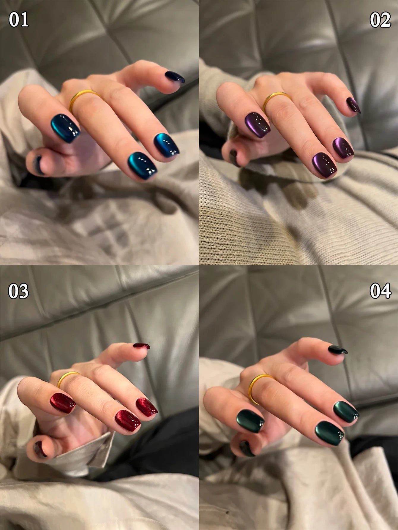 1-24pcs WS Romantic Purple Cat Eye Gel Nail Polish New Style Super Flash Versatile Whitening Purple Glass Bead Cat Nail Salon