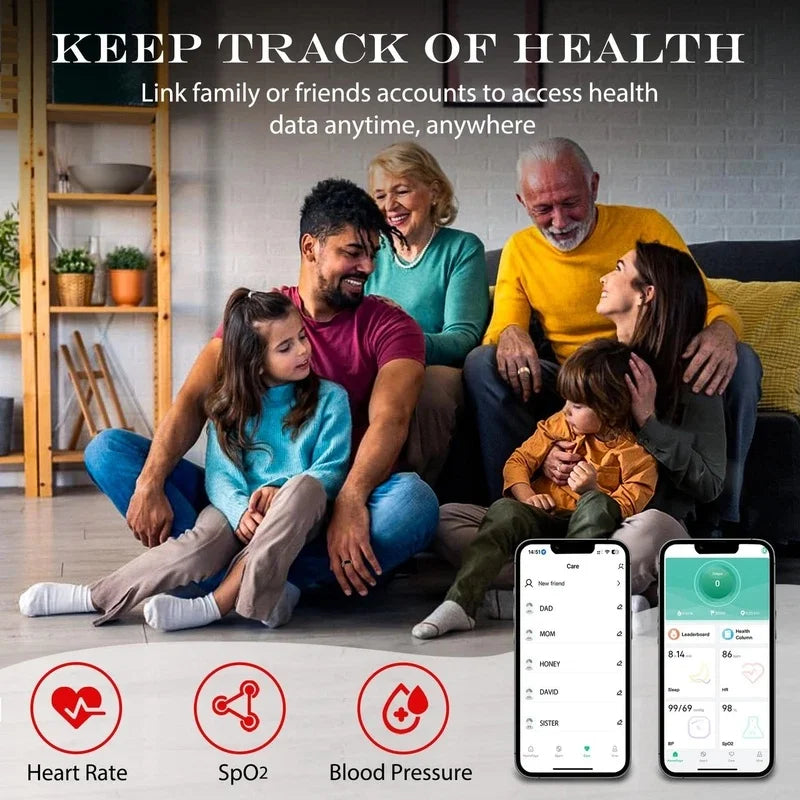  2026 New Smart Ring Heart Rate Blood Pressure Sleep Monitoring Motion Tracking IP68 Waterproof Men Women Smart Ring Holiday Gi