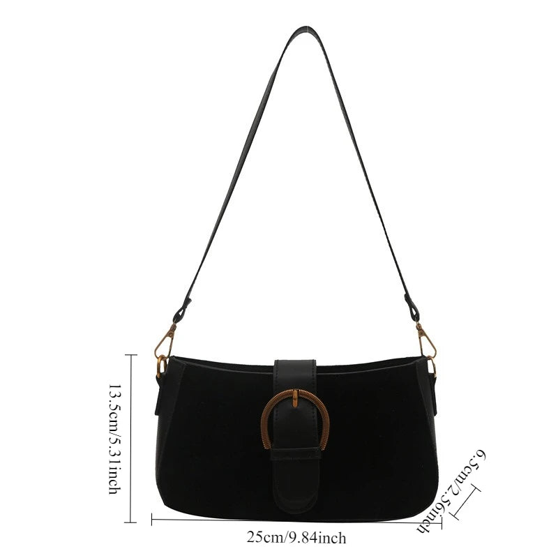 Woman Faux Suede Underarm Shoulder Bag Zipper Fastener Fashionable Cross Body Bags for Small Square Bag Suitable Daily Outfit