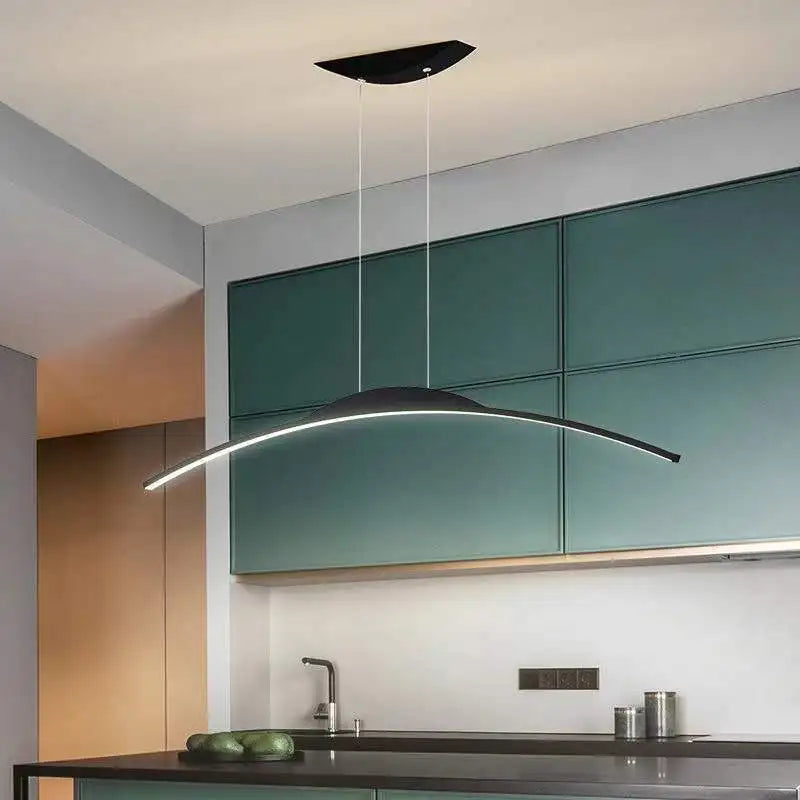 Curved Arc Chandelier for Dining Room Kitchen Bar Living Bedroom Ceiling Pendant Lamp Simple Suspension