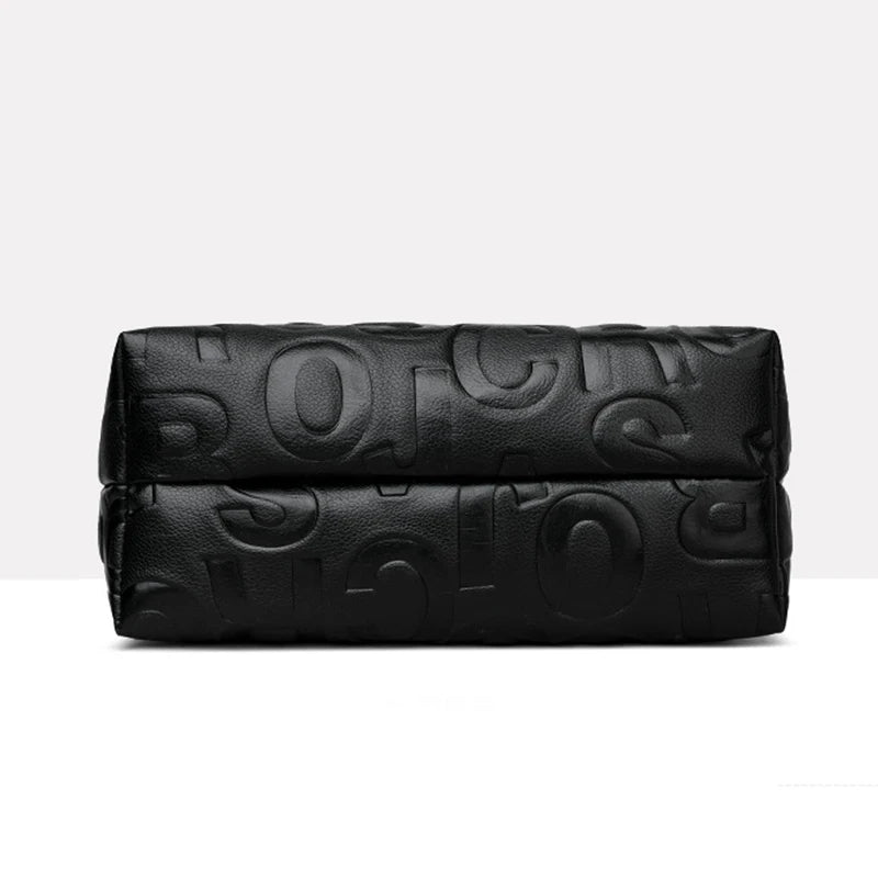 New Women's Large Capacity Contrast Color Handbag PU Leather Letter Embossed Ladies Shoulder Bag Designer Crossbody Bag