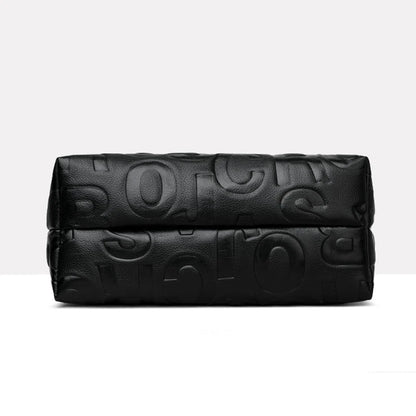 New Women's Large Capacity Contrast Color Handbag PU Leather Letter Embossed Ladies Shoulder Bag Designer Crossbody Bag