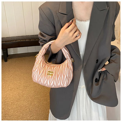 Fashion Pleated Cloud Shoulder Bags for Women Removable Shoulder Strap Crossbody Bag PU Handbags Ladies Shopping Small Bag Purse