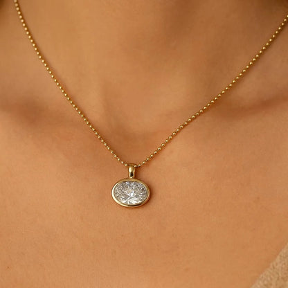 GRA Certified 2/3/4ct East West Oval Cut Moissanite Pendant Necklace for Women Bezel Set Solitaire Diamond 925 Silver Bead Chain