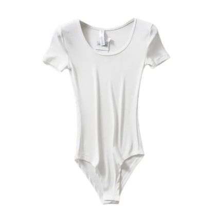 Women Casual Sexy Slim Beach Vacation Jumpsuit Bodycone Short Sleeve Round Neck Bodysuit Seamless Clubwear Basic Shirt & Blouses